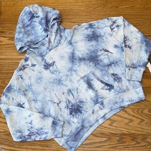 Ladies Terry Hooded Tie Dye Cropped Sweatshirt